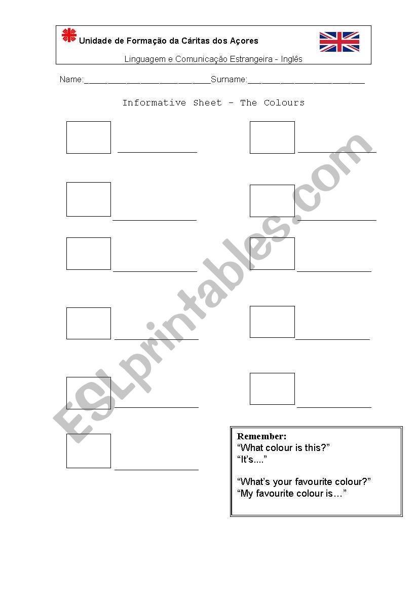 colours informative worksheet