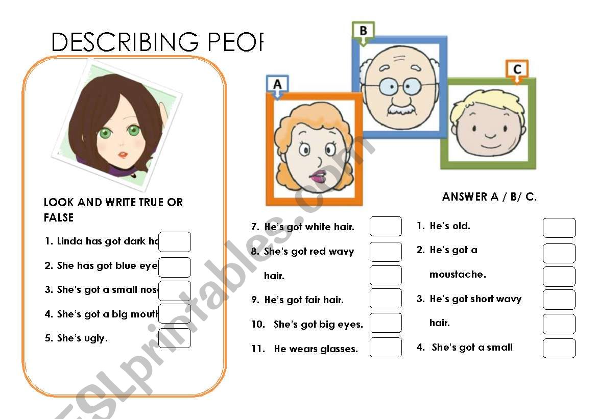 DESCRIBING PEOPLE worksheet