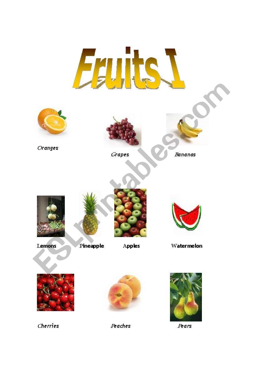 Fruits part I worksheet