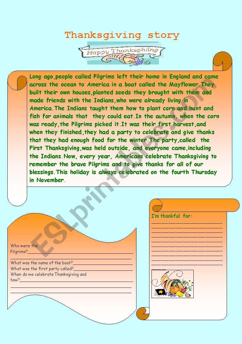 Thanksgiving facts worksheet