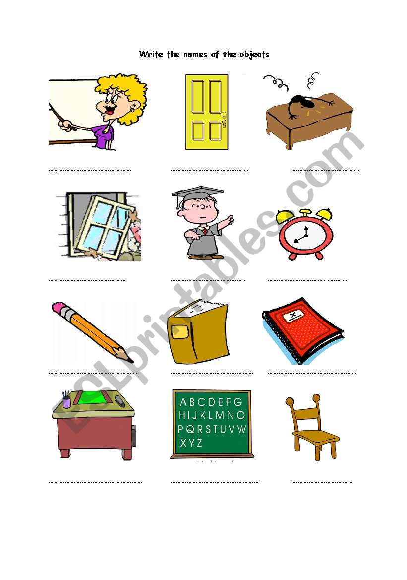 classroom objects worksheet