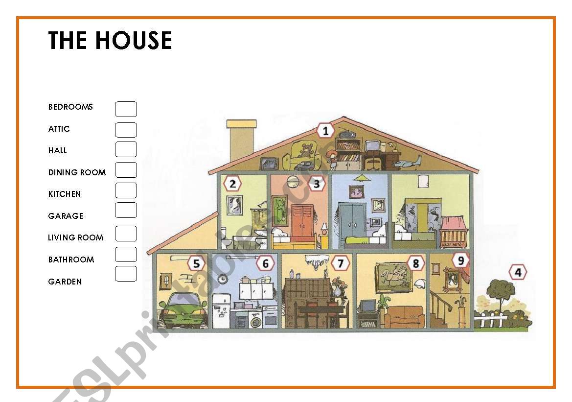 PARTS OF THE HOUSE worksheet