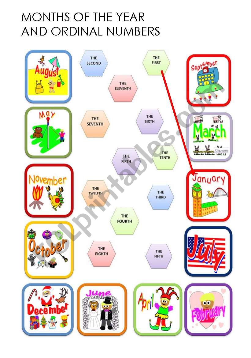 months-and-ordinal-numbers-esl-worksheet-by-evelinamaria