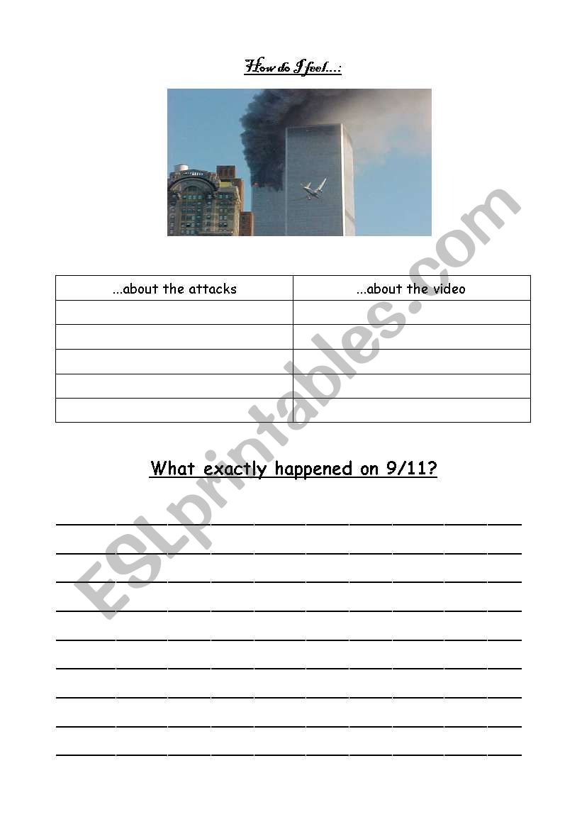 Attacks on New York / 9-11 worksheet