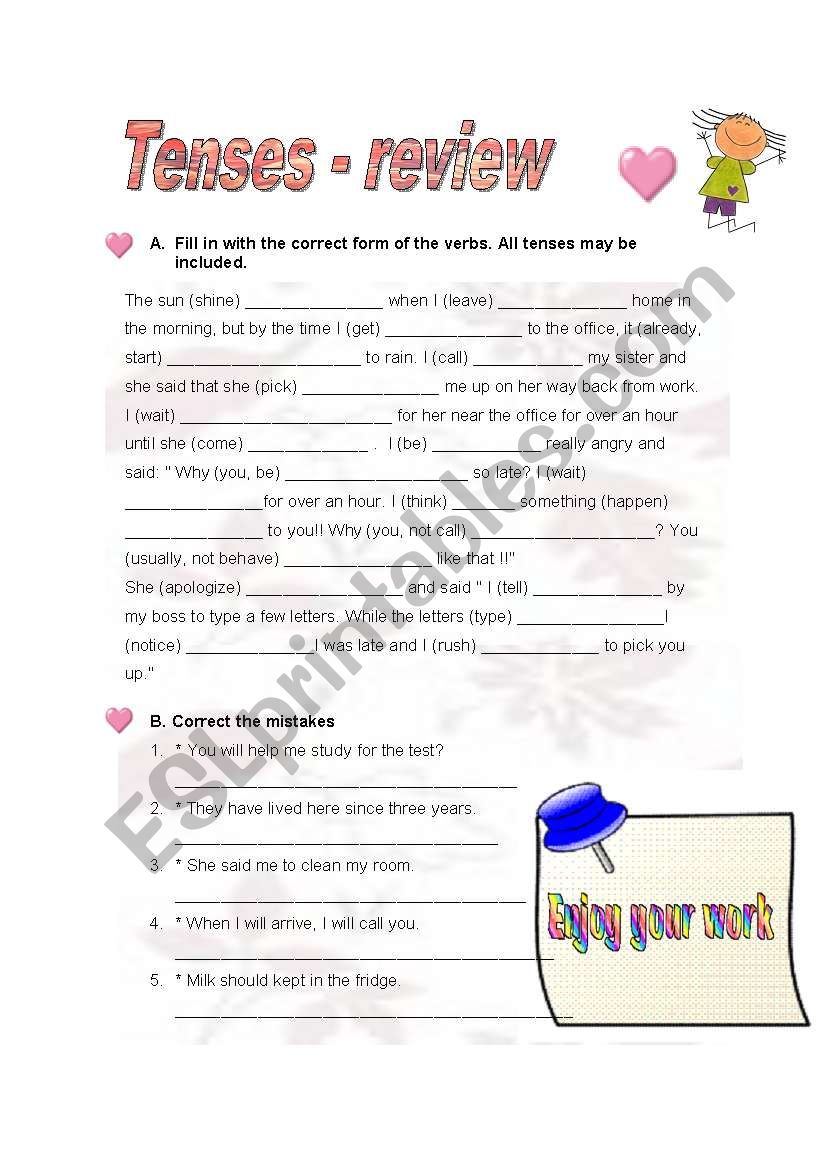 Tenses - review worksheet