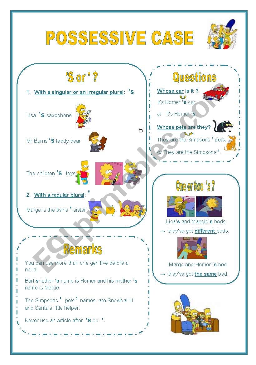 Possessive case or genitive worksheet