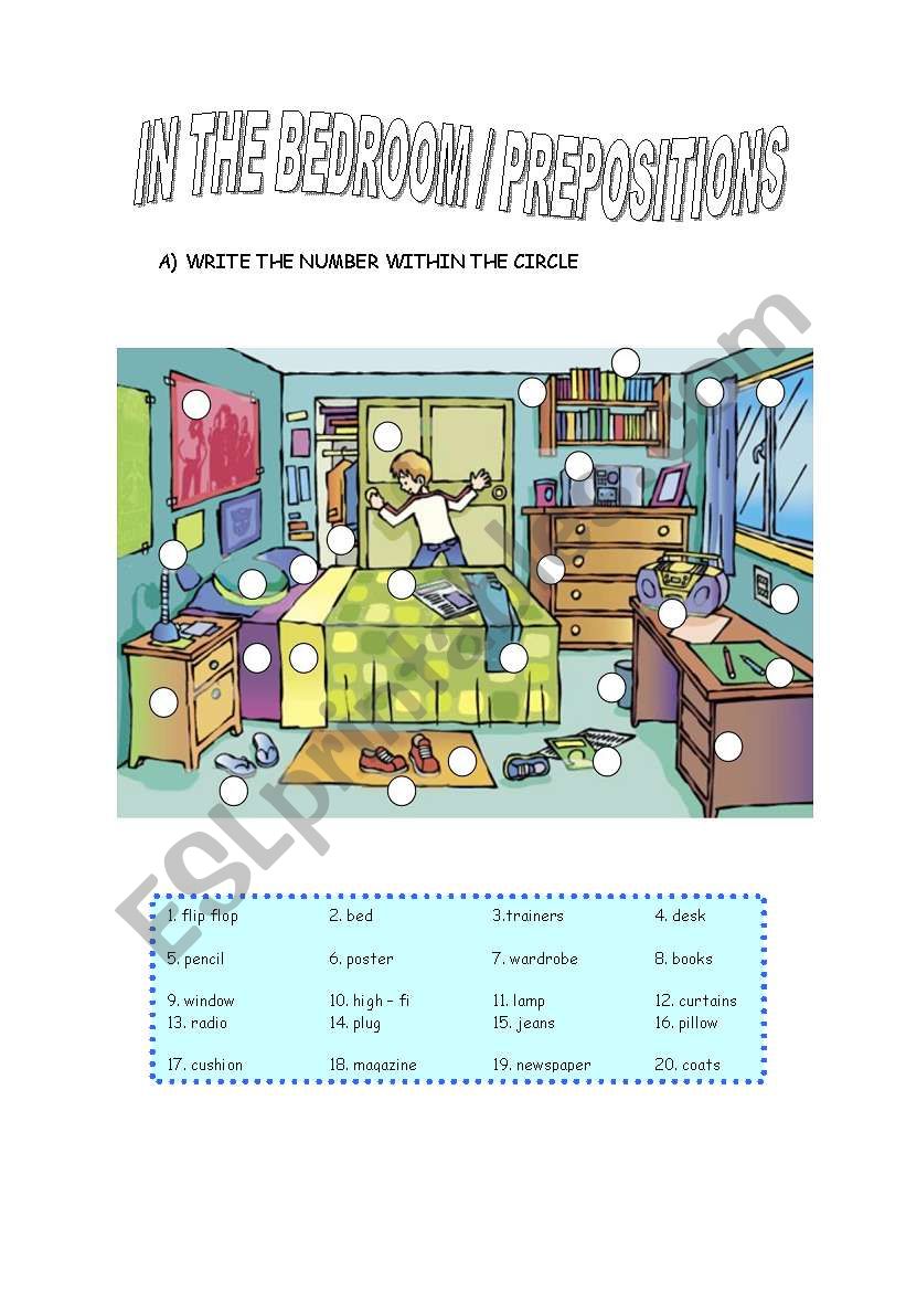 IN MY BEDROOM / PREPOSITIONS worksheet