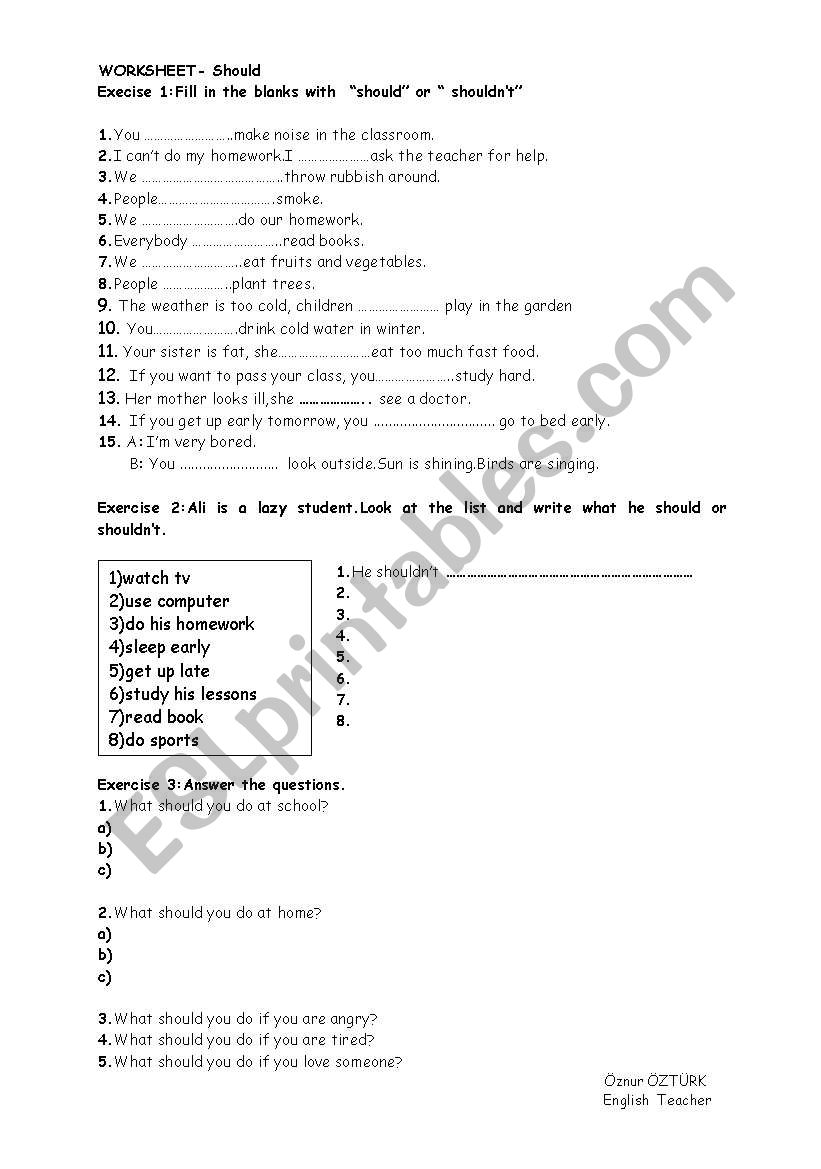 should worksheet