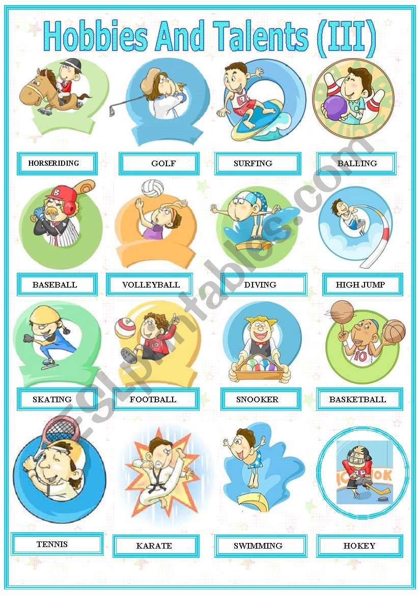 Hobbies And Talents  ( III ) worksheet