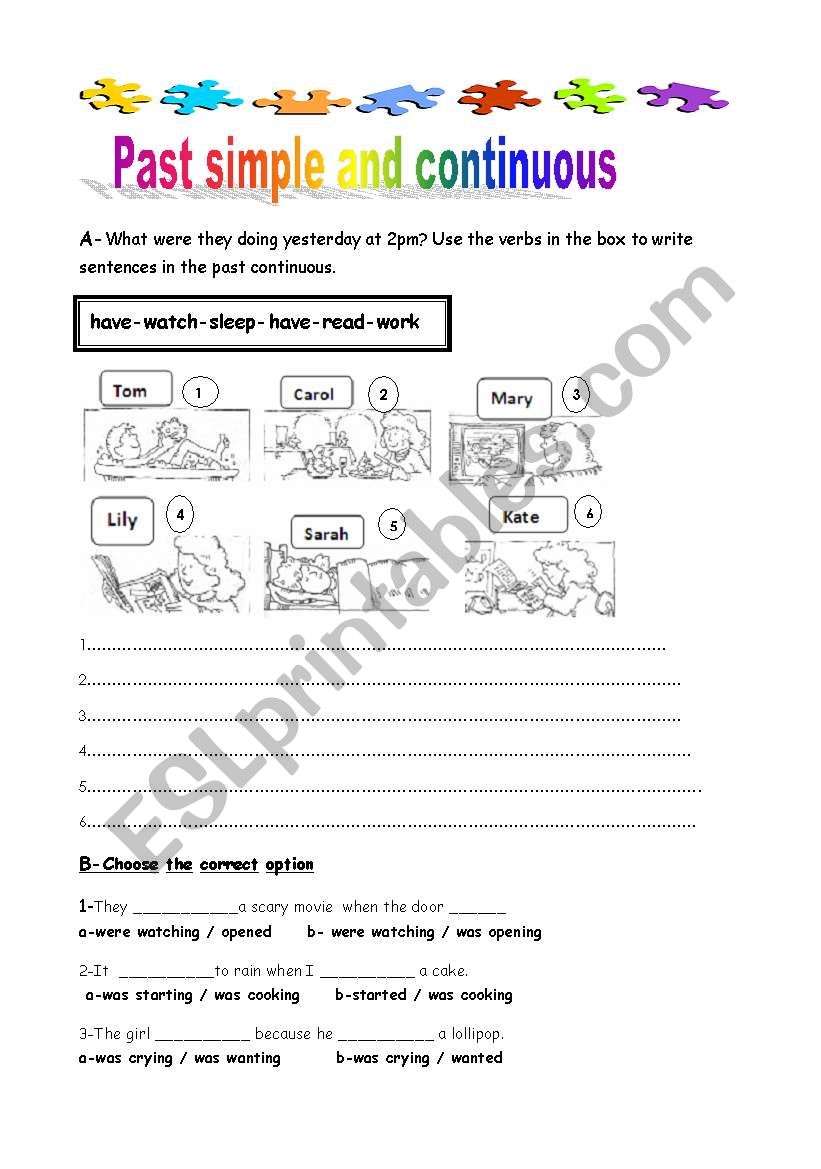 Past simple -Past continuous worksheet