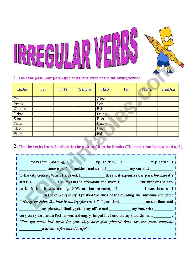 IRREGULAR VERBS worksheet