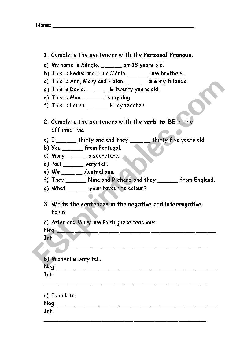 Grammar worksheet