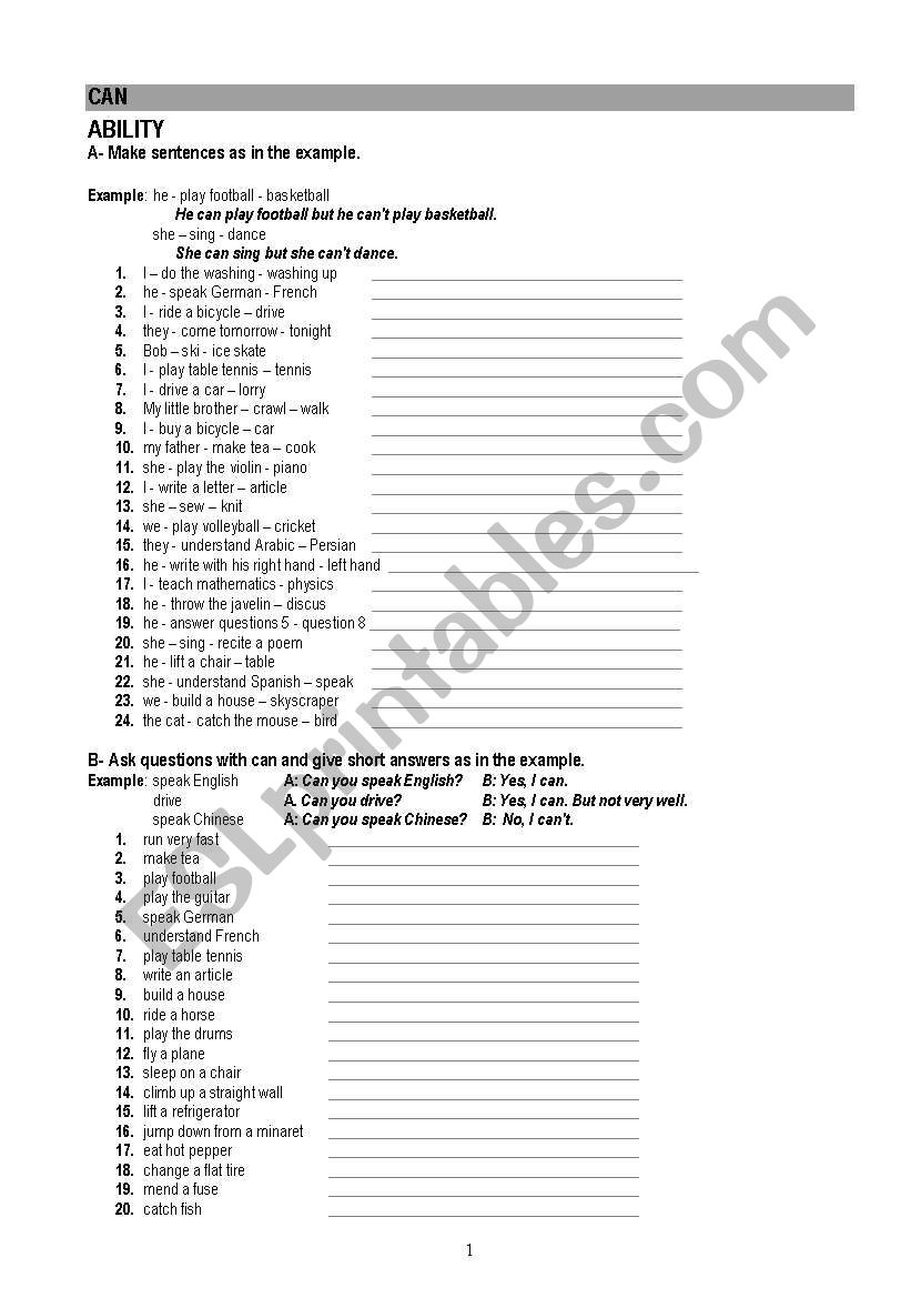 can worksheet