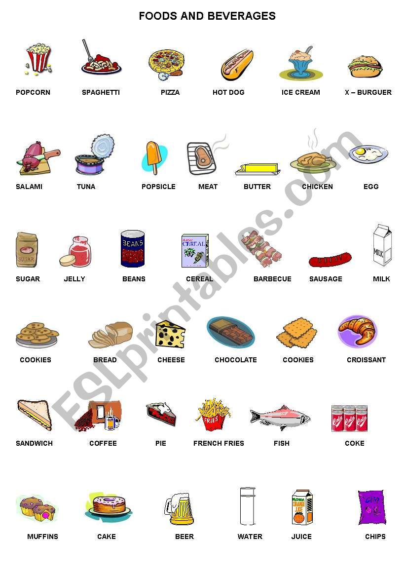 Foods and Beverages worksheet