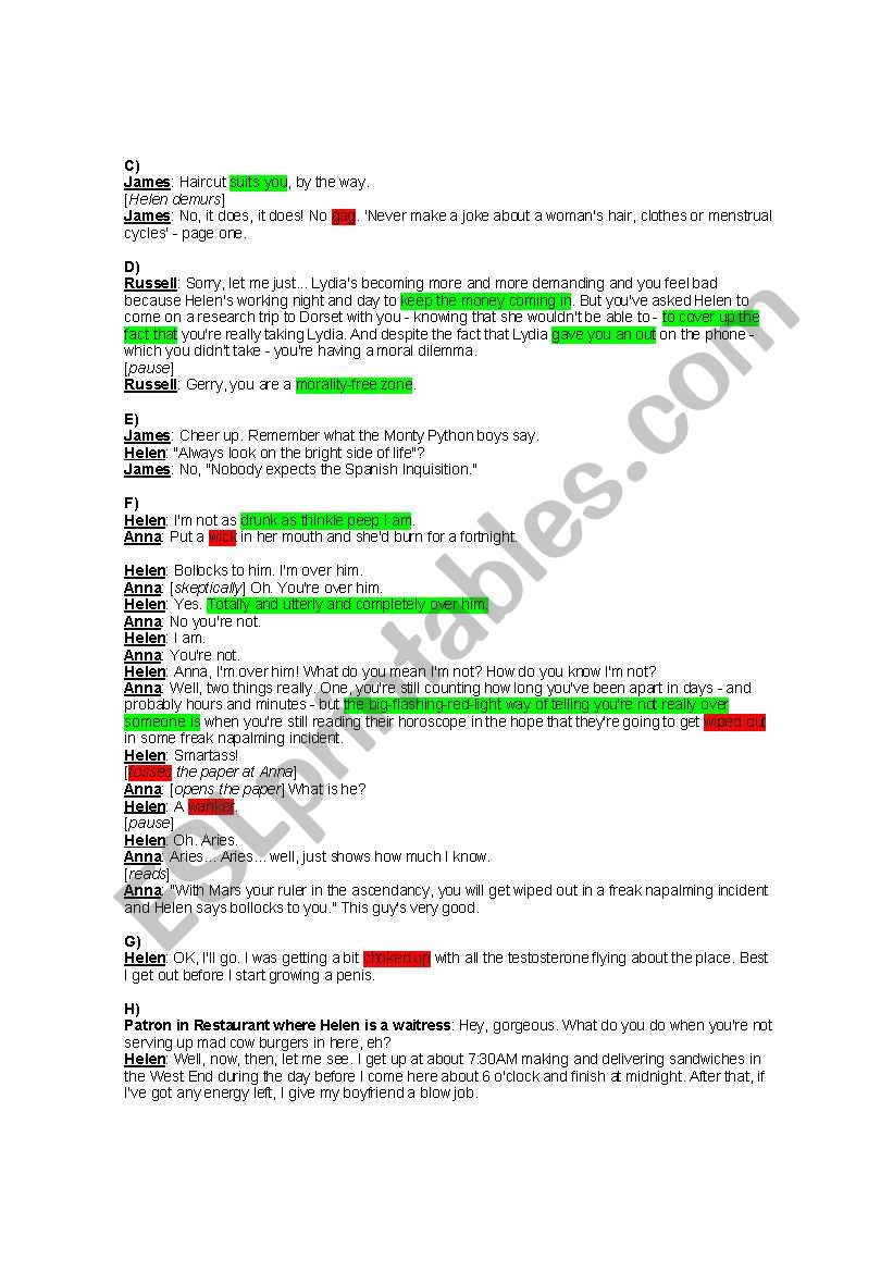 Movie Sliding Doors Esl Worksheet By Belusa