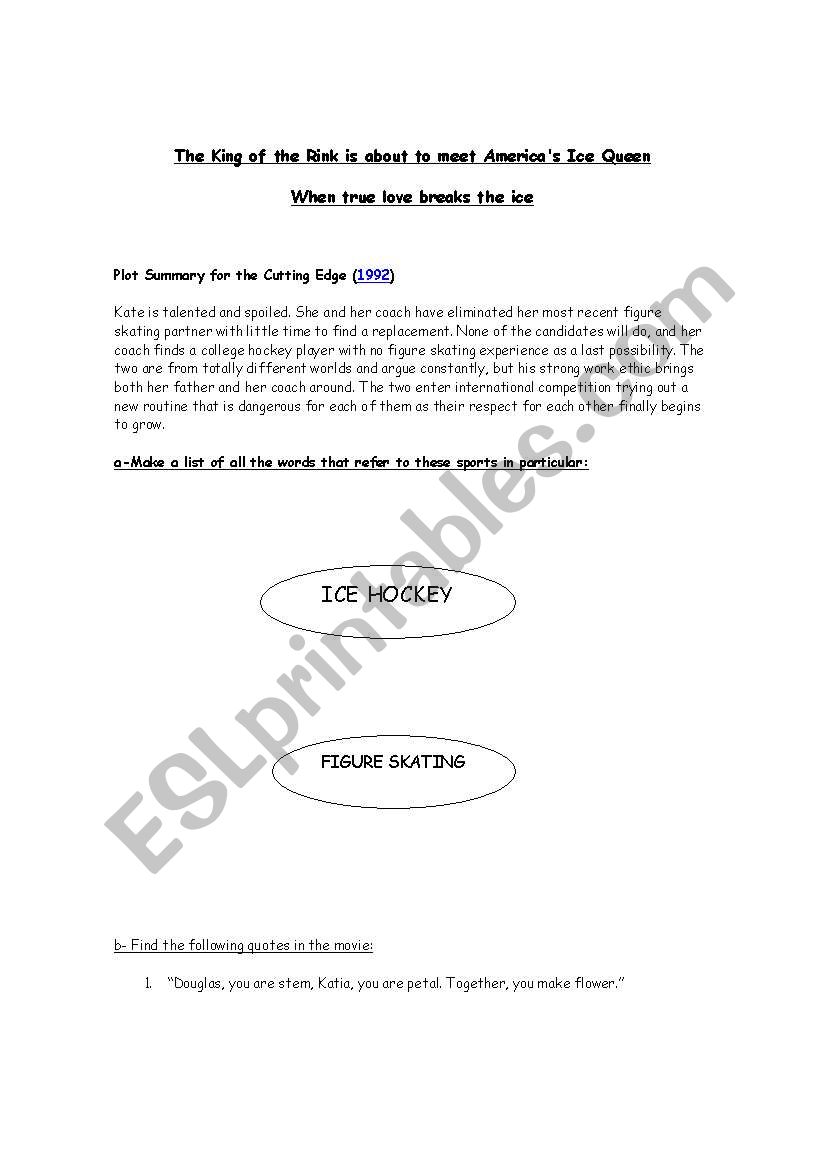 Movie The Cutting Edge worksheet