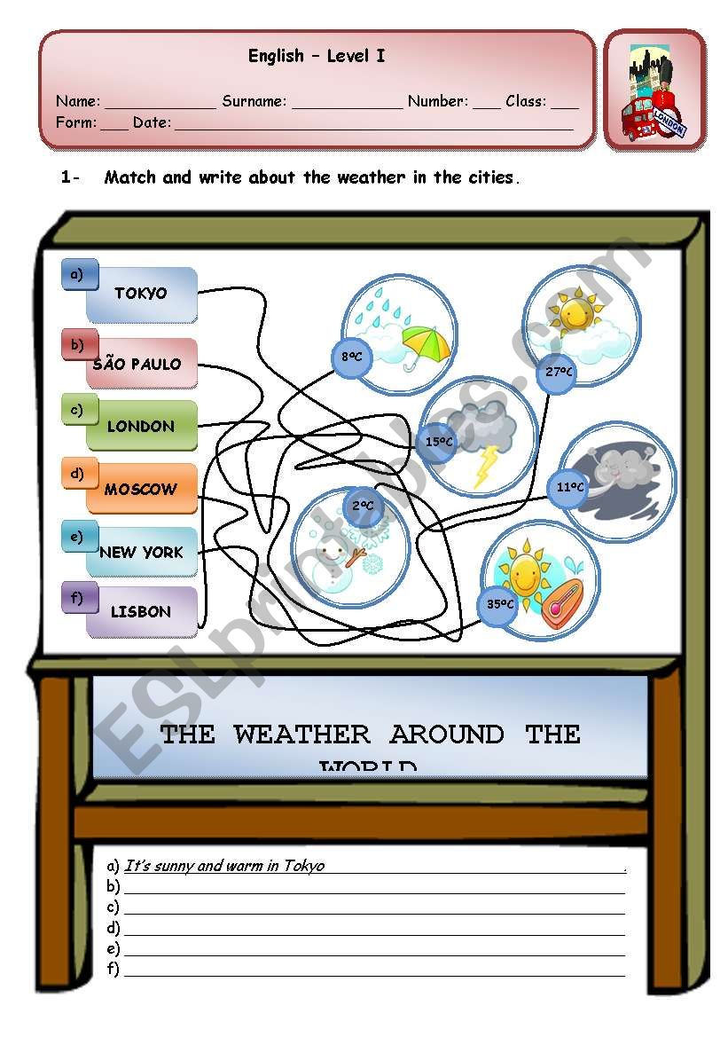 THE WEATHER AROUND THE WORLD worksheet