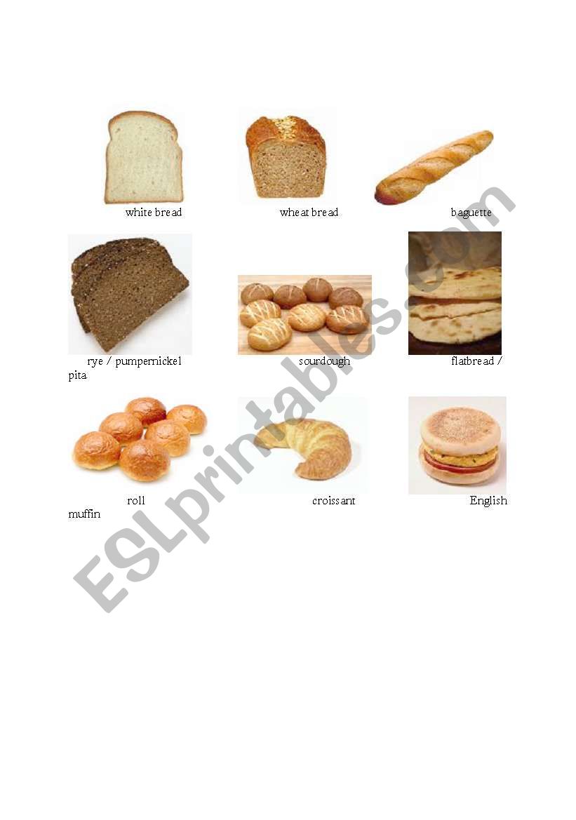 Types of Bread worksheet