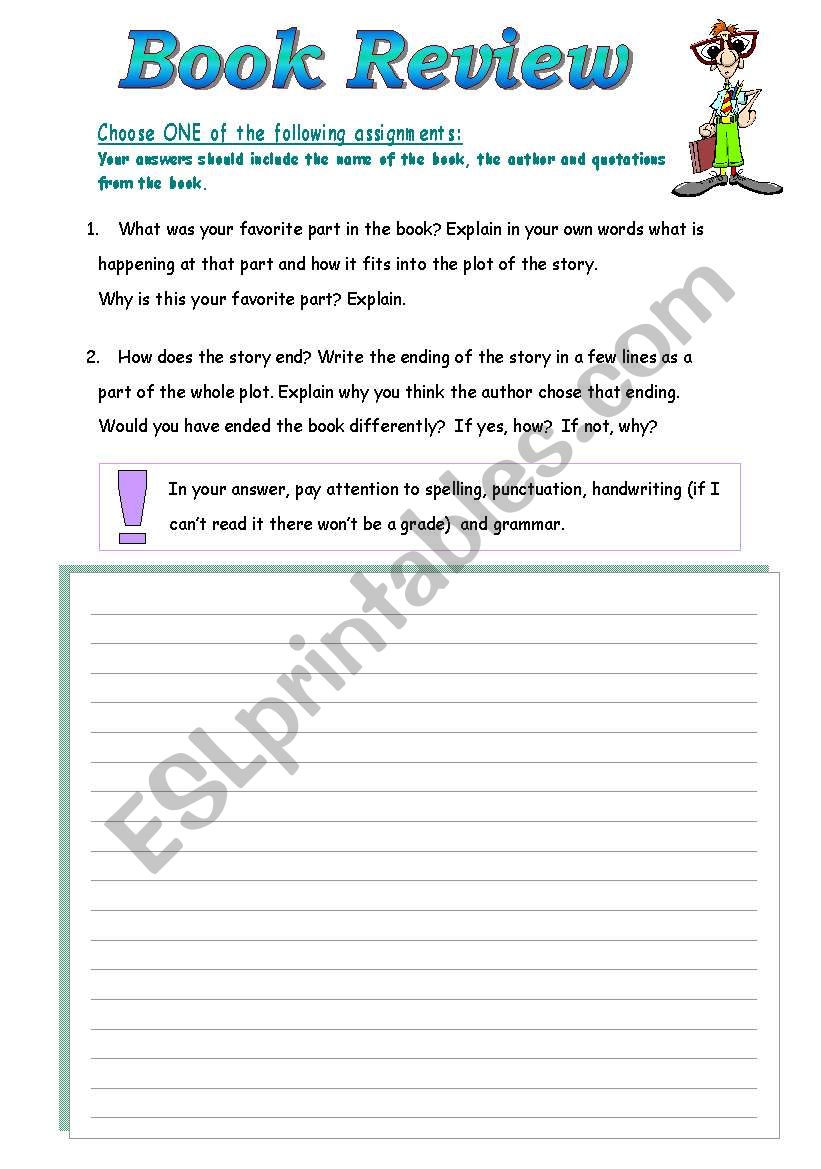 Book Review worksheet