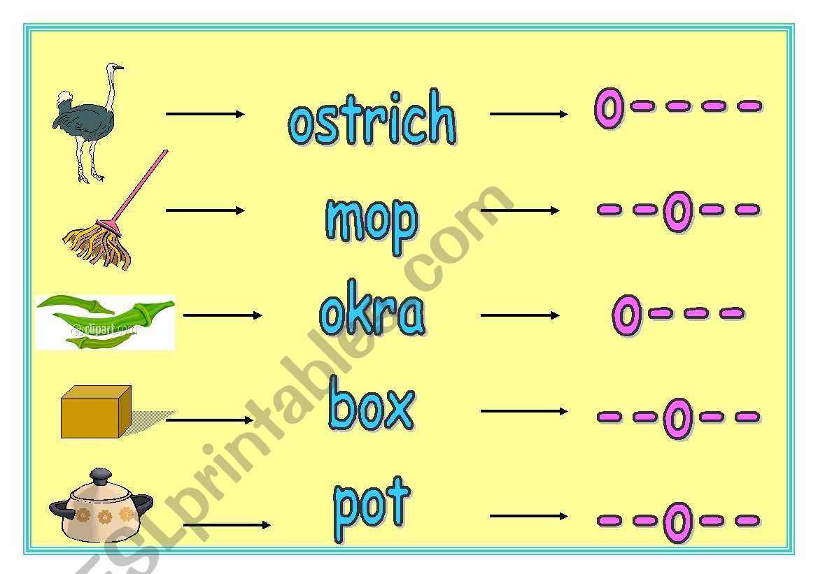 short o worksheet