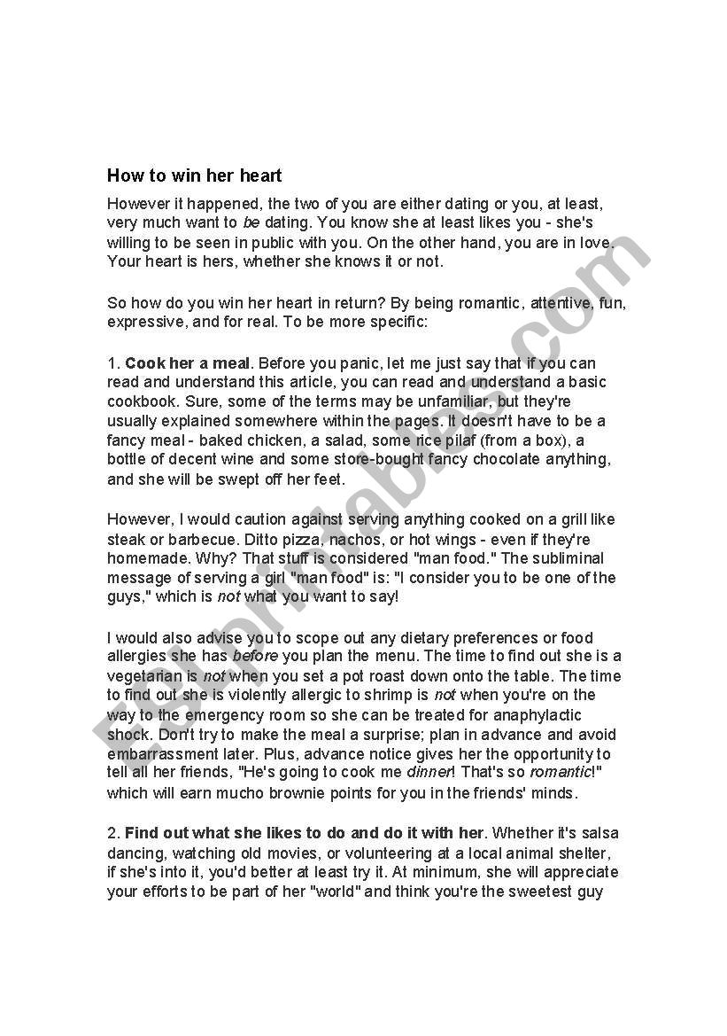 reading worksheet