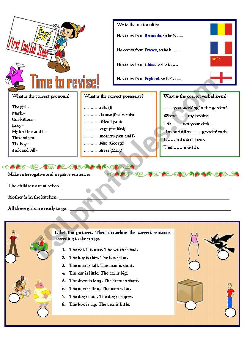 FIRST ENGLISH STEPS -- STEP 5 worksheet