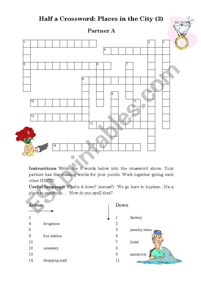 Half a Crossword: Places in the City (3) Pairwork