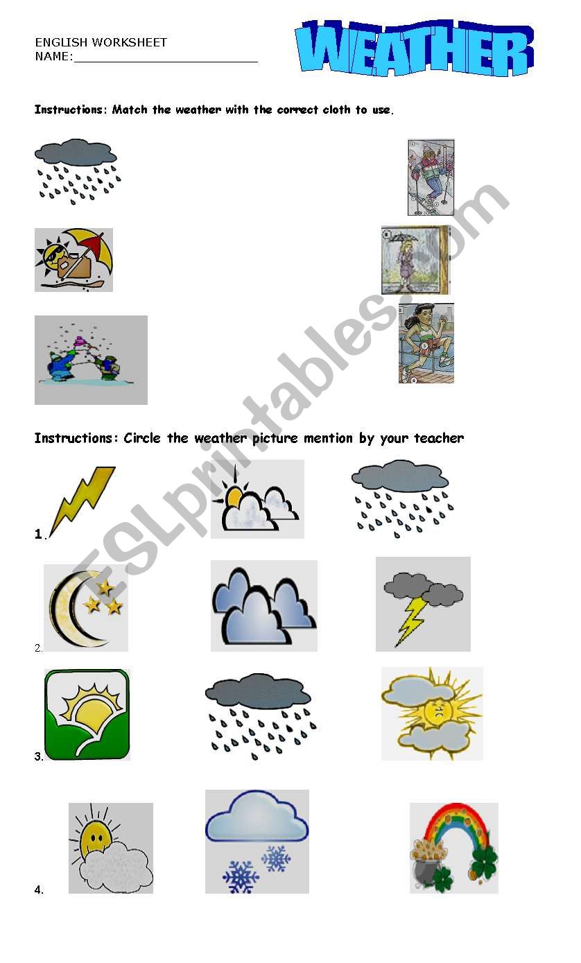 WEATHER WORKSHEET worksheet