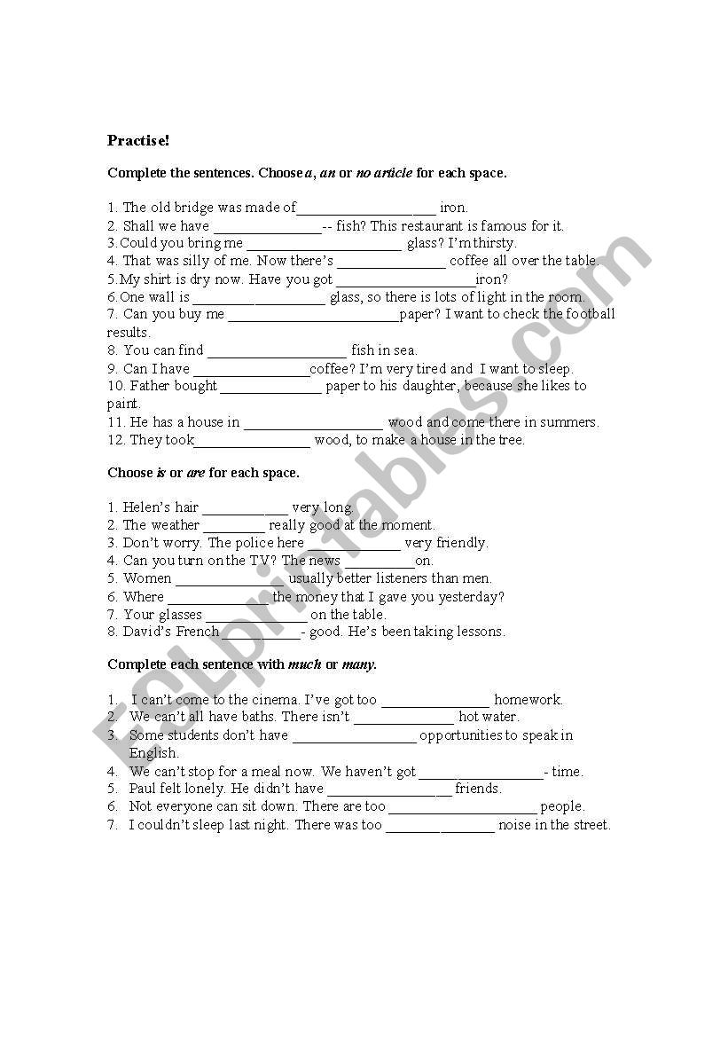 Countable and uncountable nouns