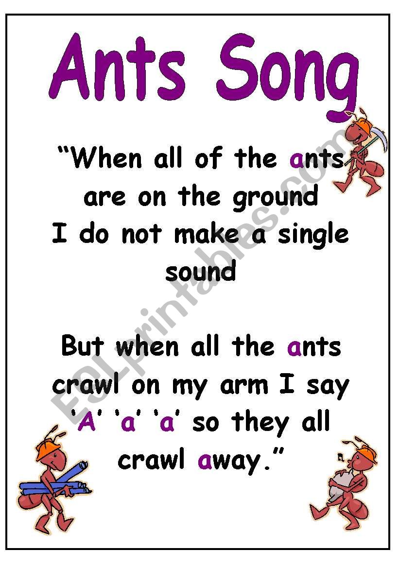 Ants song worksheet
