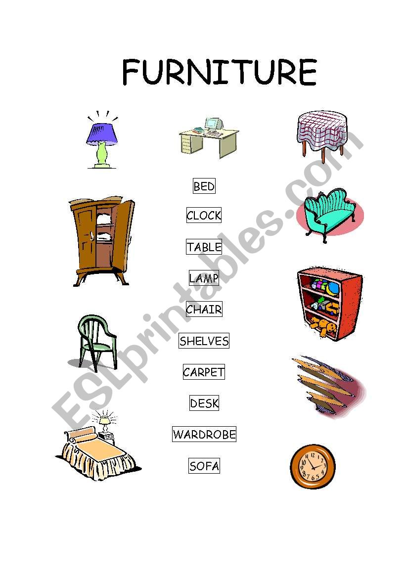 furniture vocabulary worksheet