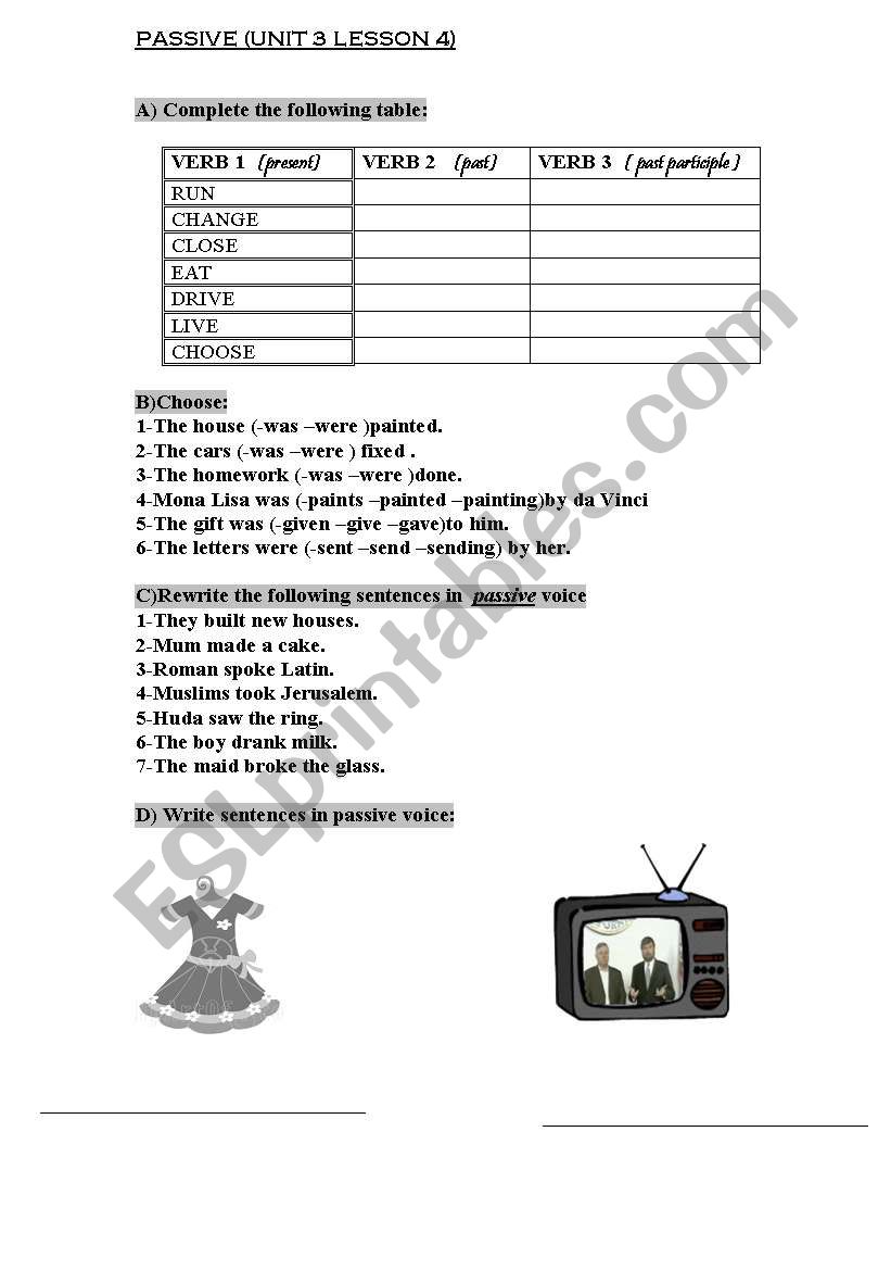 past passive worksheet