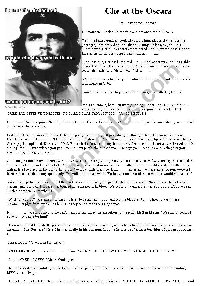 Che Guevara - reading worksheet