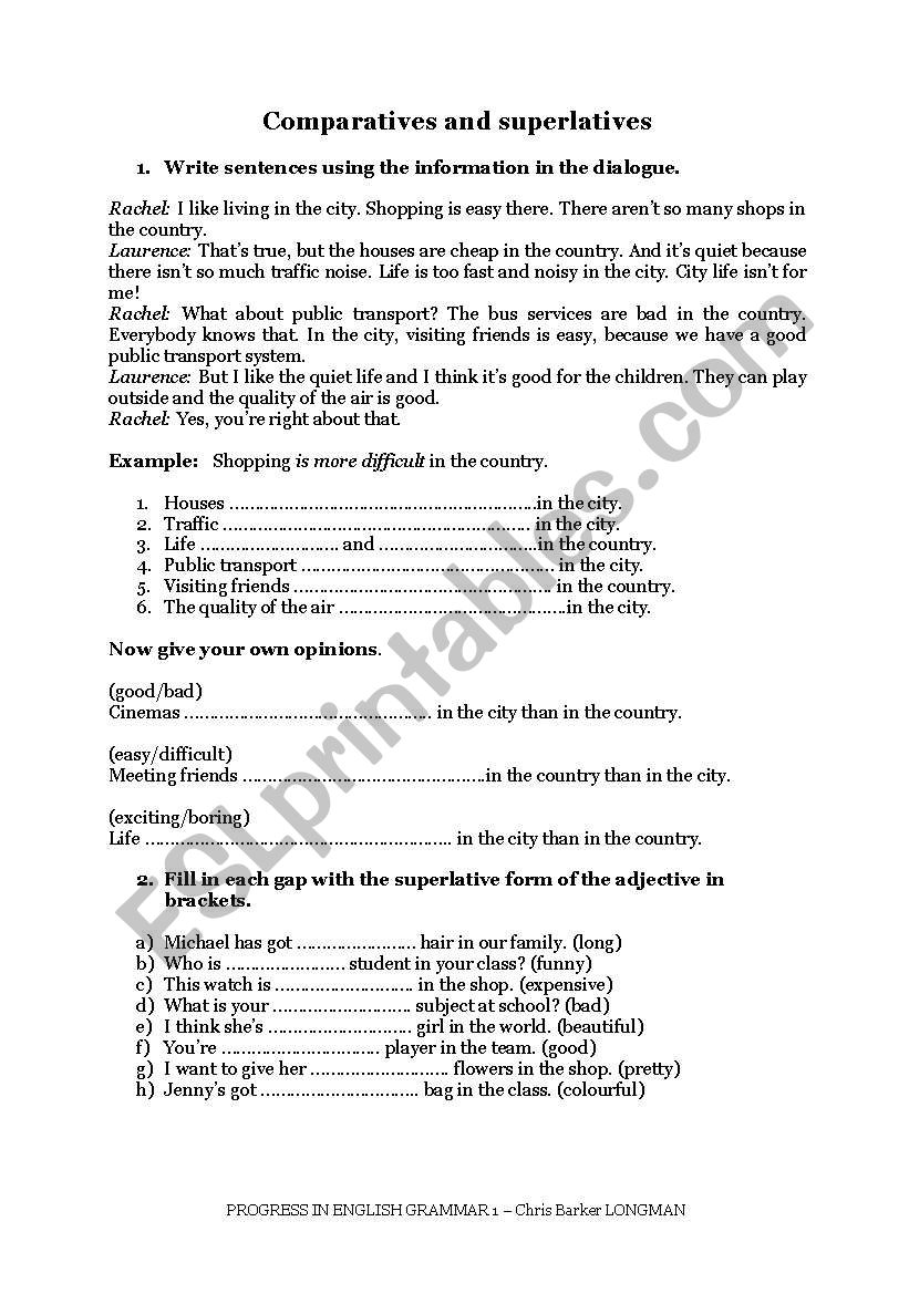 comparatives and superlatives worksheet