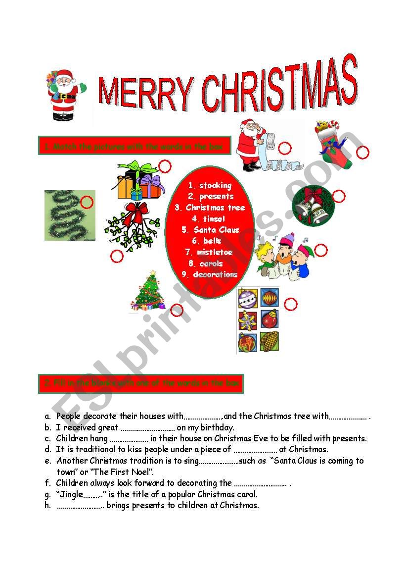 MERRY CHRISTMAS worksheet
