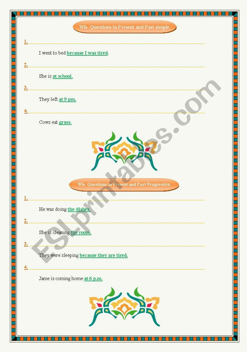 Wh- Questions  worksheet