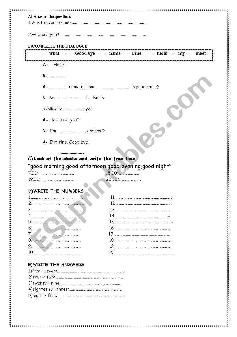 worksheet for young learners. worksheet