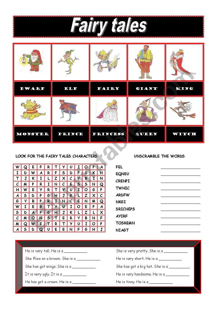 Fairy tales worksheet