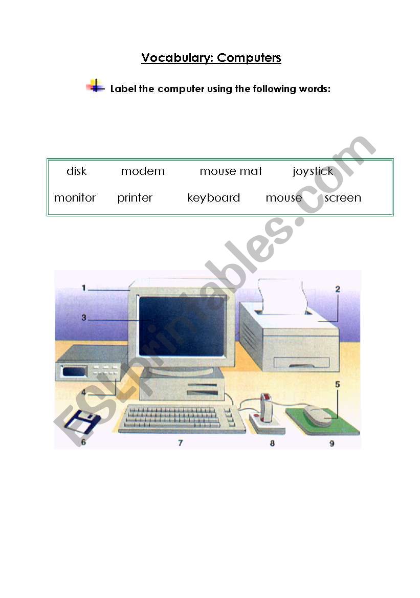 Computers worksheet