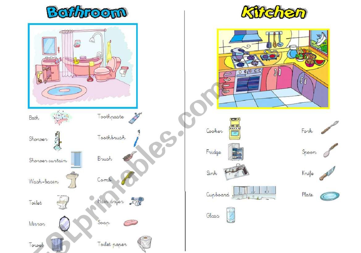 BATHROOM - KITCHEN worksheet