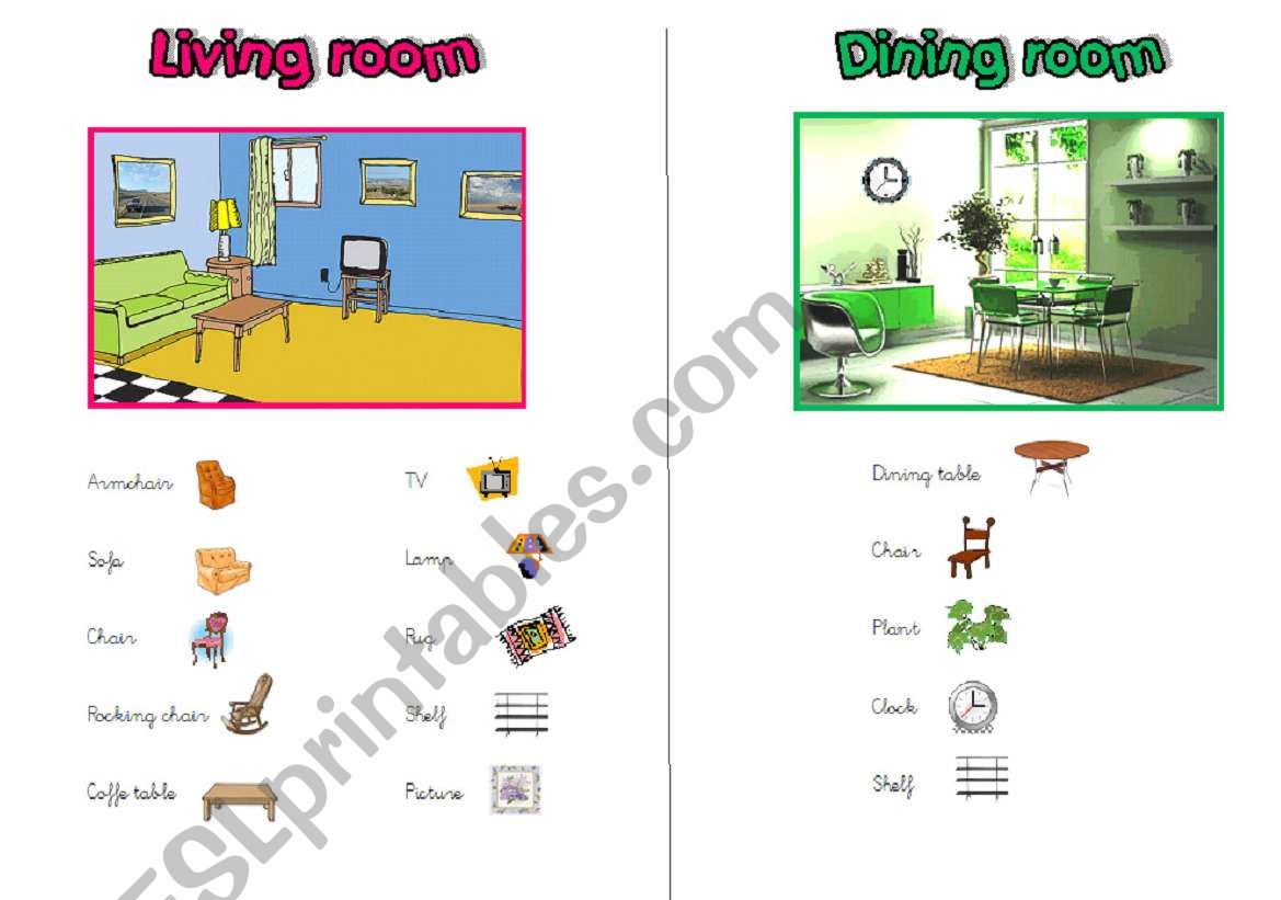 LIVING ROOM - DINING ROOM worksheet