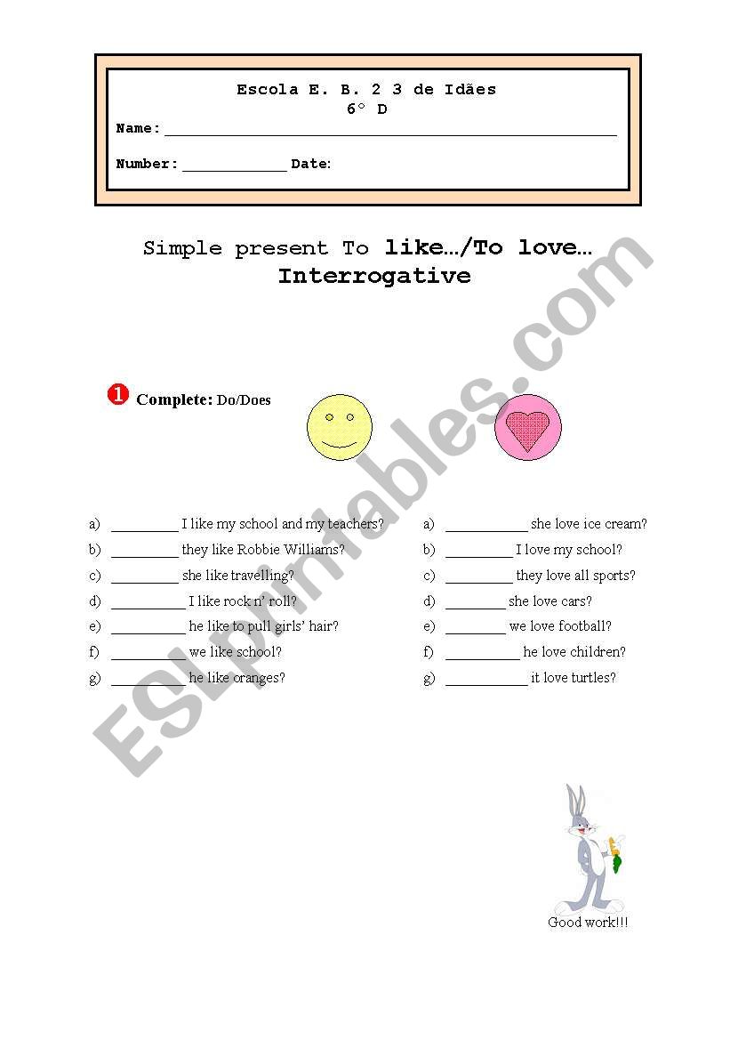 Interrogative simple present regular verbs