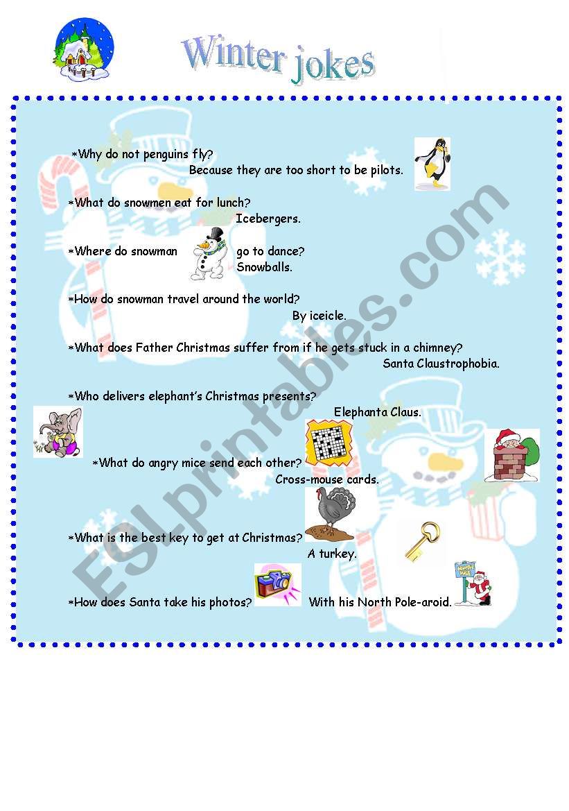 Winter jokes worksheet