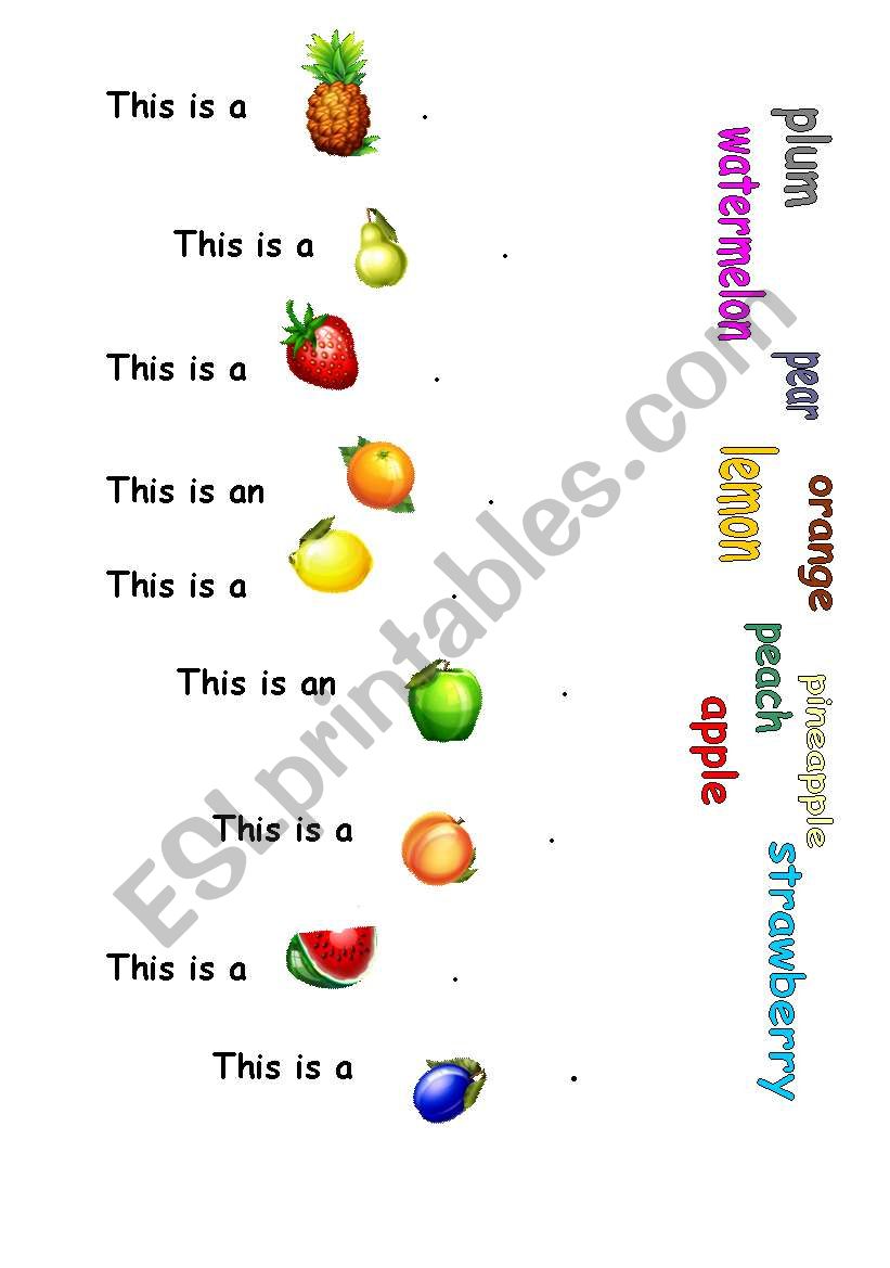Fruit - matching worksheet