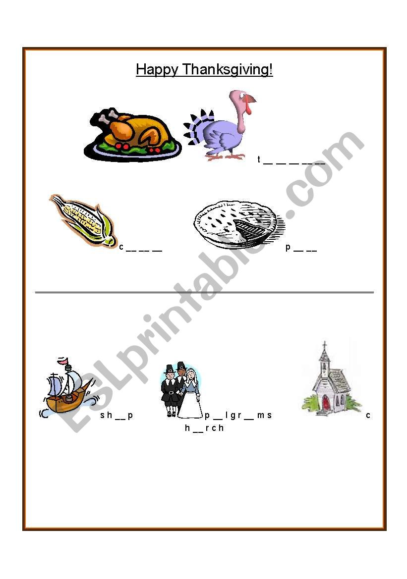 EASY Thanksgiving vocabulary for Beginners
