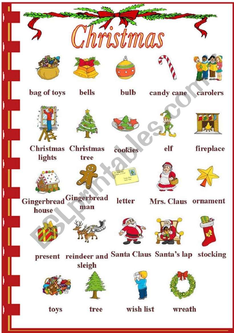 Christmas Vocabulary worksheet