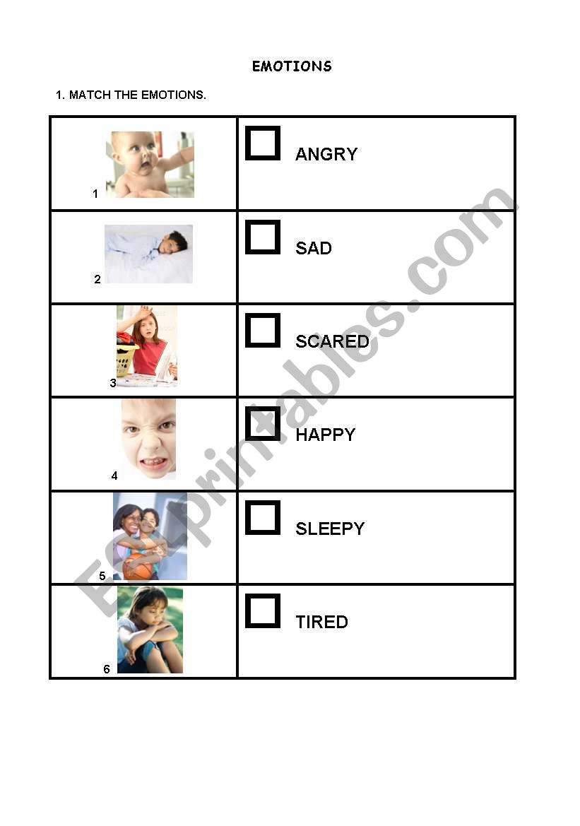 Emotions worksheet