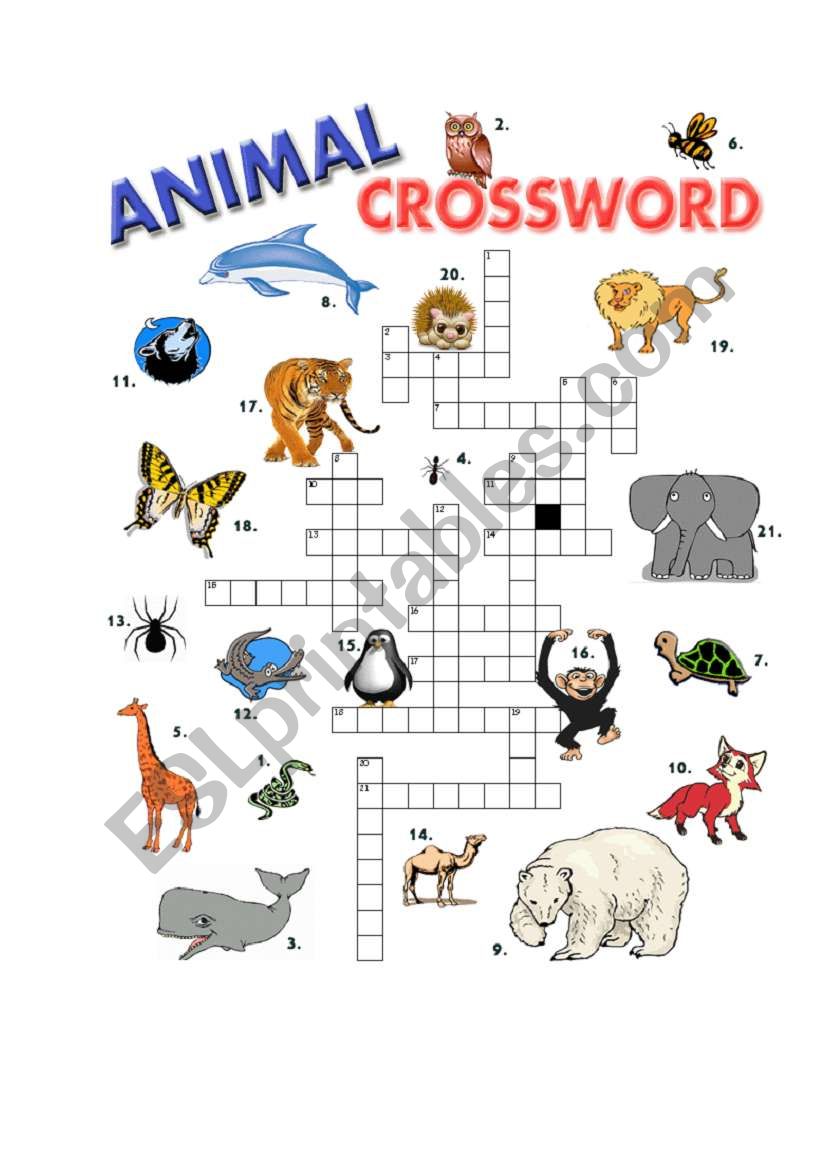ANIMAL CROSSWORD worksheet