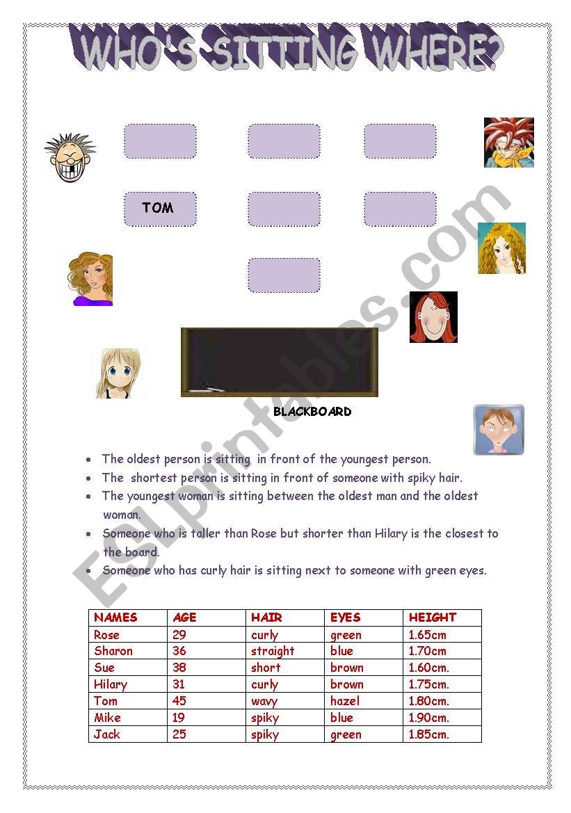 Whos Sitting Where? worksheet