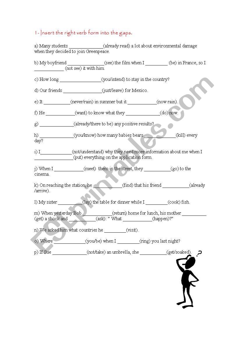 Verb tenses worksheet